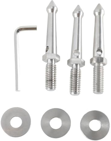 Set Of 3pcs Ground Spikes Mount Adapters Stainless Steel Tripod Foot 3/8inch Thread With Wrench Monopod Screw Thread
