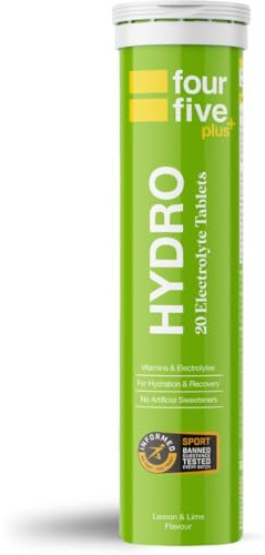 fourfive Hydration Tablets (Lemon&Lime) Low Calorie Vitamin Electrolytes, Vegan, Magnesium & Calcium, Sports Hydration - 1x20 Effervescent Tablets