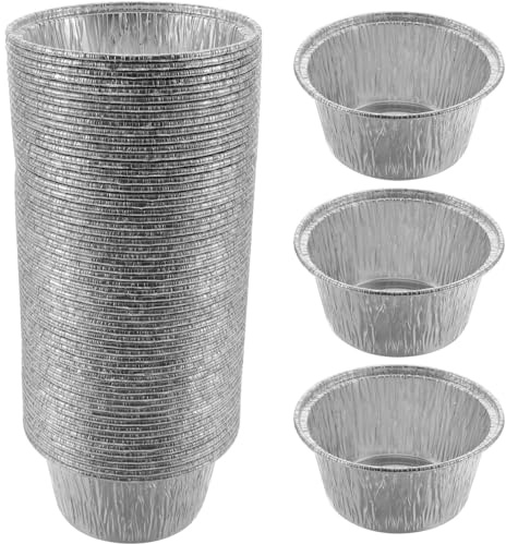 Artibetter Pirottini per Budino in Alluminio 100 Pezzi, Coppette da Dessert Monoporzione, Contenitori per Dolci da Forno Elevata Conducibilità Termica, per Feste e Riunioni Familiari