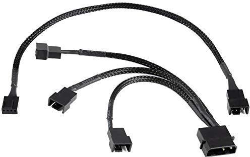 POPPSTAR Lüfter Kabel Set 12V (15cm 2-Pin Y-Kabel 1x Molex Stecker auf 3x Stecker) + 30cm 4-Pin PWM Verlängerungskabel, zum Anschluss von Gehäuselüftern an ein Netzteil