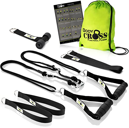 PREMIUM Schlingentrainer, Made in Germany, geprüft & zertifiziert, Slingtrainer Krafttraining Set für zuhause und außen mit Türanker, Poster, Trainingsplan, Befestigungsschlaufe, 10 Jahre Garantie