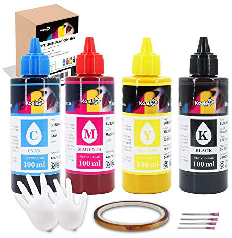 Koala Sublimationstinte Nachfüllflasche für Epson alle Desktop-Inkjet-Drucker – C68, C88, WF7710, WF7720, WF7110, WF7210, ET2720, ET2750 für Wärmeübertragung auf Tassen, Polyester-Shirts, Matten etc.