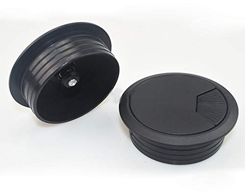Kabeldurchführung für Schreibtisch, Kunststoff, PC-Kabel, Kabeldurchführungen, Kabelloch-Abdeckung, Organizer, schwarz für Zuhause und Büro (53 mm, 5 Stück)