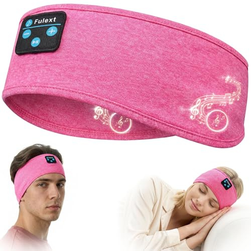 Fulext Auriculares para Dormir Bluetooth Deportes Diadema Deportiva Auriculares con HD Estéreo Altavoces para DeportesDormir de Lado y Relajación(Rosa)