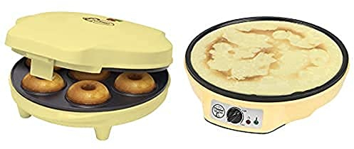 Bestron Donut Maker + Bestron Crêpes Maker im Retro Design, Gelb