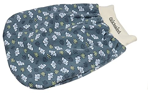 MEIN NAME Strampelsack Elefant Baby, Schlafsack personalisiert, Babyschlafsack in verschiedenen Größen (Blaugrau, 48)