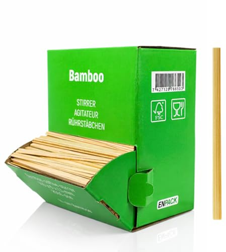 Enpack - 2000 Stück Rührstäbchen aus Bambus 140mm - umweltfreundlicher Kaffeerührer - Nachhaltige Stäbchen - Umrührstäbchen - Einweg Kaffeelöffel für Coffee To Go (140 mm, 2000.00, stück)