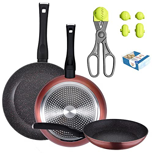 PACK DE 3 SARTENES Ø20/24 y 28 cms + UTENSILIO MULTIUSOS LA CROQUETERA CON 4 MOLDES CON 20 BANDEJAS DE CONSERVACIÓN