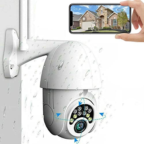 1920×1080P PTZ WiFi IP Outdoor Kamera, Überwachungskamera Aussen WLAN 350°/90° Schwenkbar Outdoor Dome Kamera, mit Automatische Menschliche Verfolgung, Nachtsicht in Farbe, IP66 Wasserdicht