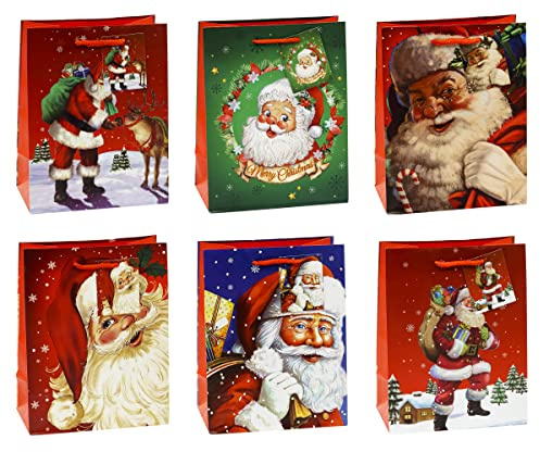 K3T Geschenktüten WEIHNACHTSMANN/NIKOLAUS, 12er Packung, Größe: Mittel (HxBxT 23 x 18 x 10 cm), Art. Nr. 87017