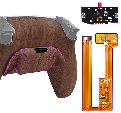 eXtremeRate Programable RISE4 Remap Kit para ps5 Modelo BDM-030/040/050 Actualización Board & Carcasa Trasera & 4 Palancas Botones Traseros para ps5 Control-NO Incluye Mando(Grano de Madera)