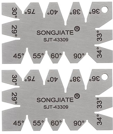 QUARKZMAN 2pcs Vis Filetage Jauge Coupe Angle Jauge Gabarit Inox Acier | 29° à 90° Angles Multiples, Tours Me Assurer Outil, 2mm Épaisseur