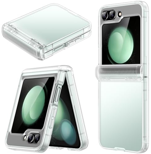 JETech Case for Samsung Galaxy Z Flip 5 2023 with Hinge Protection, Heavy Duty Rugged Protective Hard PC Phone Cover, Anti-Fingerprint Matte Finish (Frosted Clear)