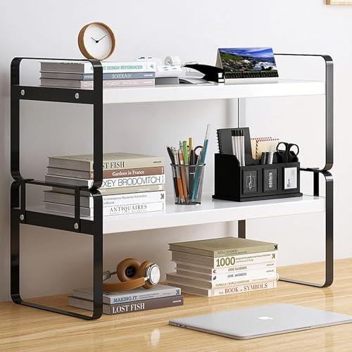 DoToGo Wood Office Desk Shelf Organizer - Desktop Supplies Cute Dresser Top Organization Storage Rack and Cubicle Decor Aesthetic Bookshelf for Women Man and Kids