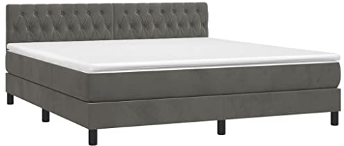 Hommdiy Boxspringbett mit Matratze Dunkelgrau 160x200 cm Samt，Geeignet für alle Arten von Schlafzimmern