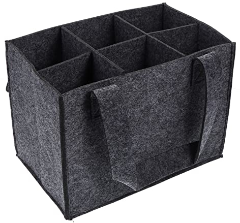 Warmhm Red Wine Bag Felt Wine Carrier for 6 Bottles Handle for Christmas Thanksgiving Birthday