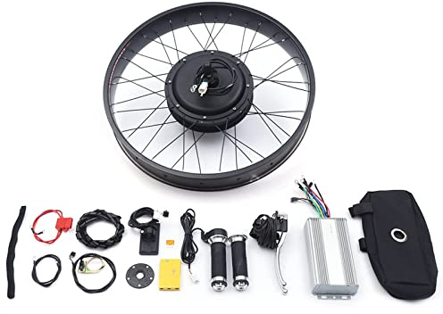 Xigner Juego de conversión de bicicleta eléctrica, pantalla LCD de 48 V 1500 W, rueda trasera Fat Snow Tire, kit de conversión de bicicleta eléctrica, motor de buje trasero, negro