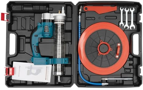 Kaichenyt Fettpresse Set, 600 PSI Einhand Hochleistungs Fettpresse inlkl Fettpresse Mundstück Flexschlauch und Metallrohr 560W Batteriebetriebene Fettpresse