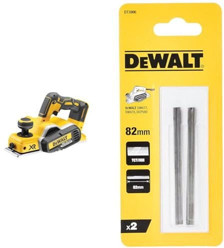 DEWALT DCP580N 18 V, XR Li-ion Brushless Cordless Planer, Gelb & Fers de rabot 82mm Dewalt DT3906