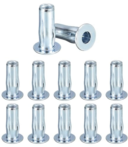 Awclub Dadi per rivetti M5 multi-grip, 12 dadi pre-filettati a testa piatta in acciaio al carbonio più dadi di fissaggio per costruzione industriale
