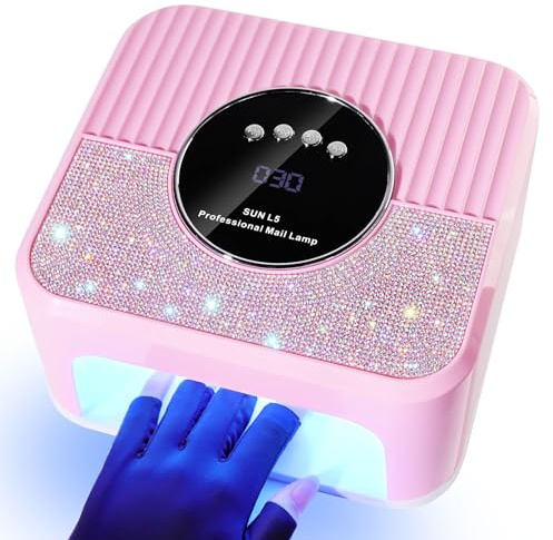 LIMEGIRL UV LED Nail Lamp Kit for Gel Polish Professional Fast Curing Pink Dryer Light Set with Protection Gloves Nail Art Cure Machine for Manicure Pedicure at Home and Salon