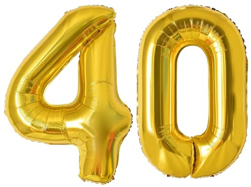 LAC EVERYTHING EVERYWHERE Luftballon 40 – Zahlen Goldene 65cm - Luftballon 40 Geburtstag Mann & Frau - Helium Folienballon Gold - Partydekorationen