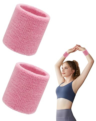 DHWEKU 2 Pièces Bracelet Sport Bracelet Eponge Bande Poignet Sweatband Anti-Sueur Headband pour Femmes Hommes Tennis Basketball Course