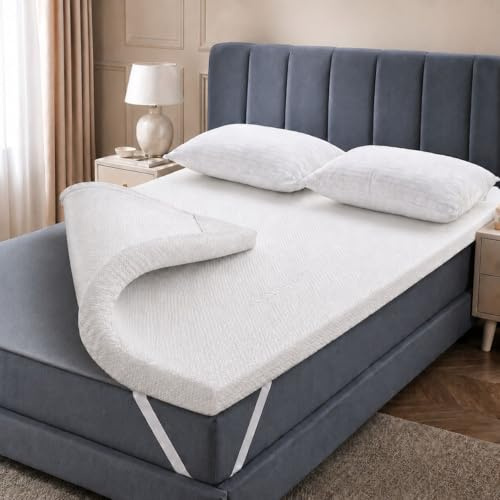 Memory Foam Mattress Topper King Bed (7cm Thick) Premium Topper for Comfort & Support, Back & Joint Pain Relief, Cooling Dual-Layer Orthopedic Pad.