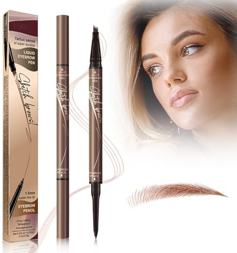 2024 Neu Magischer Augenbrauenstift, 2 IN 1 Präziser eyebrow pencil und Vier Krallen Flüssig Augenbrauenstift, Natürlicher Wasserfest und Langlebiger mit Starker Haftkraft (Braun)