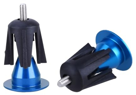 2 Pack Aluminum Bike Handlebar End Plugs Bike Bar End Grips Expanding Locking Bar End Caps for Drop Bars, Expandable Adjustable Locking End Caps (Blue)
