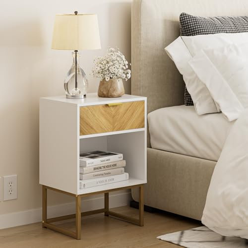 HEYZOEY® Nachttisch mit offenem Ablagefach, Sofa-Beistelltisch für Schlafzimmer und Wohnzimmer (Weiß, 40 x 30 x 60 cm)