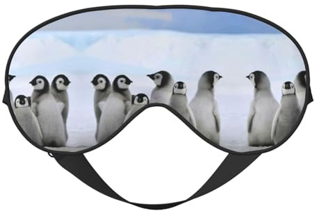 Augenmaske für junge Pinguine mit Schnee-Aufdruck, weiche Verdunkelungs-Augenmaske, Reise-Augenmaske, Seitenschläfer-Augenabdeckung, Schlaf-Augenmaske für Männer und Frauen