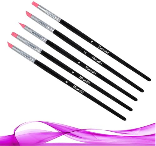 Himmlfel rubber brush，5 pieces silicone paintingbrush，paint by numbers paintbrush silicone，colour modelling ，pottery，clayl，modelling clay ，pottery tool (Size 4)