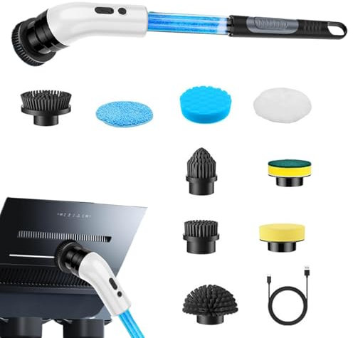 Depurador de limpieza de baño, limpiador eléctrico inalámbrico, cepillo de limpieza eléctrico, limpiador con varilla de extensión, herramienta de limpieza de bañera y azulejos, depurador de alta