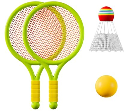 KQFCAZRE Ensemble de Badminton pour Enfants, Jeu Interactif Parent-Enfant, Raquettes de Tennis pour La Plage, Filles et Garçons.