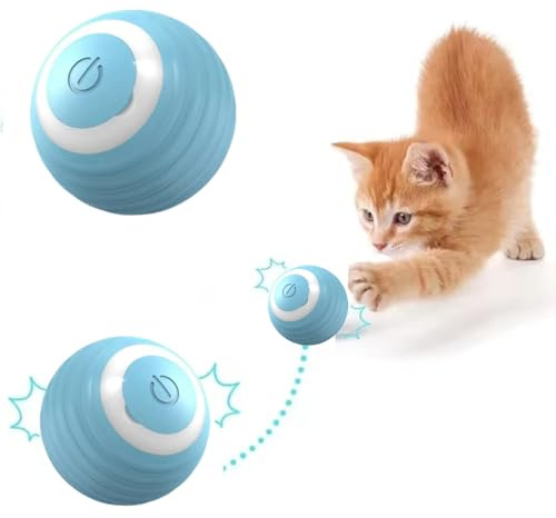 CLOVERSS® Pelota Interactiva Eléctrica para Gatos, Juguetes y Accesorios para Mascotas (Azul)