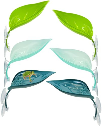 Apatal Confezione da 6 piattaforme in plastica per habitat a forma di rana, con ventose, decorazioni per rettili per terrari, rane nane, accessori per serbatoio, decorazioni per tartarughe,