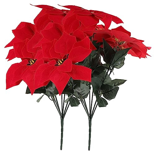GHMYU Artificial Plants Dekorative Faux -Weihnachtsstern Pflanzen künstliche Weihnachtsstern Blumen Topf Weihnacht Esstischdekoration Dekor Flowers