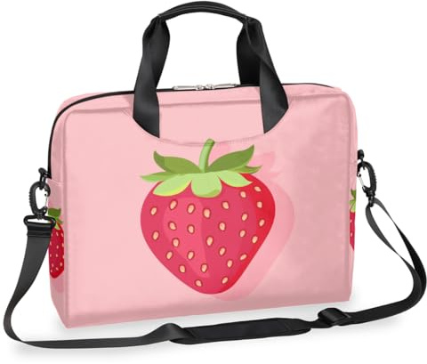 Sacoche pour ordinateur portable 15,6 à 16 pouces - Motif fraise - Étanche - Pour homme et femme, Noir
