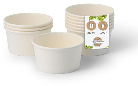 BIOZOYG Bicchieri Carta per Gelato 1000 Pezzi 150 ml Bianco Coppette per Dessert Usa e Getta Rivestite Coppe per Gelato Cartone Bicchieri per Snack Citole Gelato Bicchieri Monouso Yogurt Tiramisu