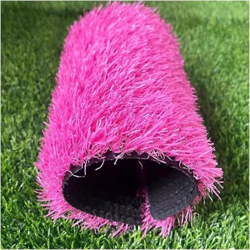 DUBTEDHOU Realistic & Durable Fake Turf, Fake Faux Grass Rug 0.98in Thick Turf Rug Mat, Balcony Garden Playgrounds Coloured Decorative Natural and Realistic(Dark Pink,59.10X78.80in)
