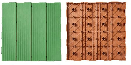 Azulejos PP para Terraza, 1m² Entrelazadas Baldosas Antideslizante Baldosa Exterior para Terraza Jardín Terraza Balcón 30 x 30 cm Green 11pcs