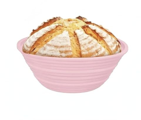 Banneton Bread Proofing Baskets,Silicone Sourdough Bread Baking Supplies, Bread Proofing Baskets for Sourdough, 9 Round Collapsible Sourdough Baking Basket (Pink)