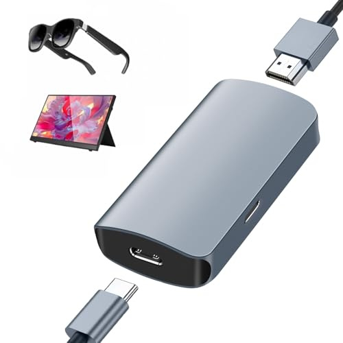 XinYaa Adaptador HDMI a USB C, adaptador HDMI 4K a 60Hz a tipo C para XREA-L One/Air 2 Pro/Air 2, Viture Pro/One, RayNeo Air 2s, Rokid AR Glasses, monitor portátil de PS5/4, B-O-X, Switch, portátil