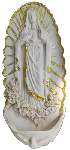 Hintyne Acquasantiera decorativa in resina da 3x7 pollici squisita decorazione da appendere alla parete per ingresso casa chiesa regali religiosi.