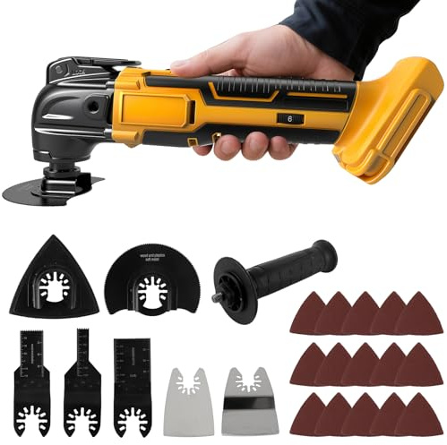 Cordless Oscillating Multi-Tool for Dewalt 18V 20V Battery, Brushless Motor, Oscillating Multi Kit for Cutting Wood Drywall Nails Remove Grout & Sanding, Bare Unit