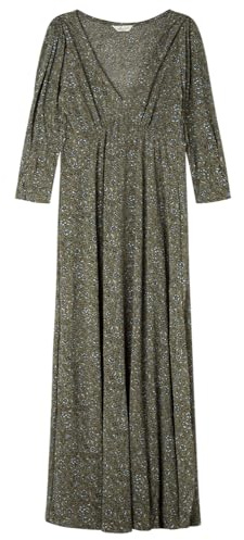 Springfield Midi Pleated Dress with V Neck and Cape Skirt Fitted On Top Vestido con Escote En V Mujer