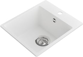 STONESTYLE Granitspüle 38x44cm für Unterschrank 40 cm | Küchenspüle mit 1 Becken Amber 40 Simple | Weiß