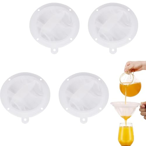 4 Stück Nylon Sieb Fein,Nylon Sieb Mit Langem Griff,200/300/400/450 Mesh Küchensieb,Passiersieb Ultrafeines Küchensieb Kunststoff,Lebensmittel Feines,Für Saft,Milch,Kaffee, Sojamilch