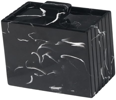 KiBcsLic Organizador Multiusos con 2 Compartimentos para hisopos de algodón, contenedor de Almacenamiento para tocador y hogar, Negro